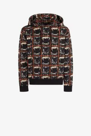 Sudadera de algodón con capucha y estampado Teeth y Panther