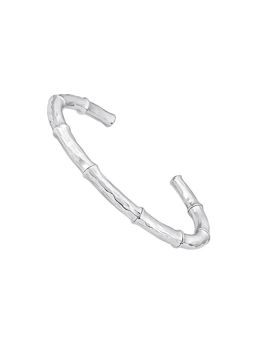 Brazalete bambú rígido fino de plata