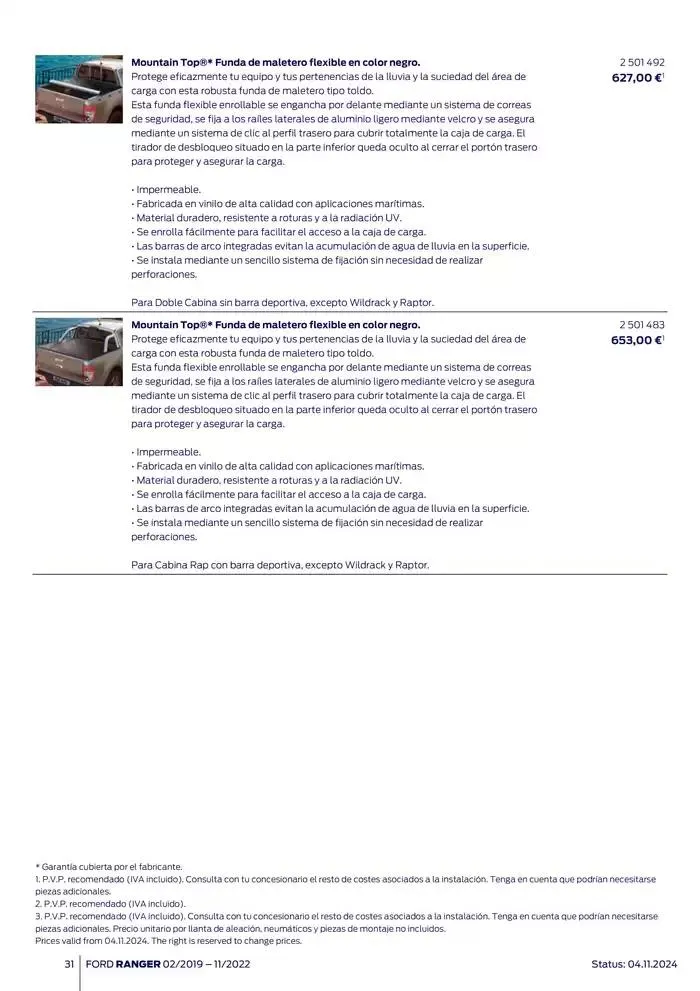 Catálogo de Ford de accesorios Ford Ranger 13 de noviembre al 13 de noviembre 2025 - Página 31