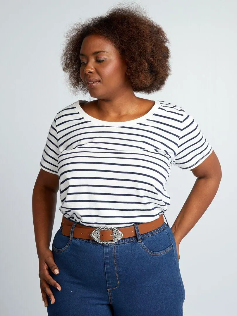 Camiseta de algodón con estampado - BLANCO