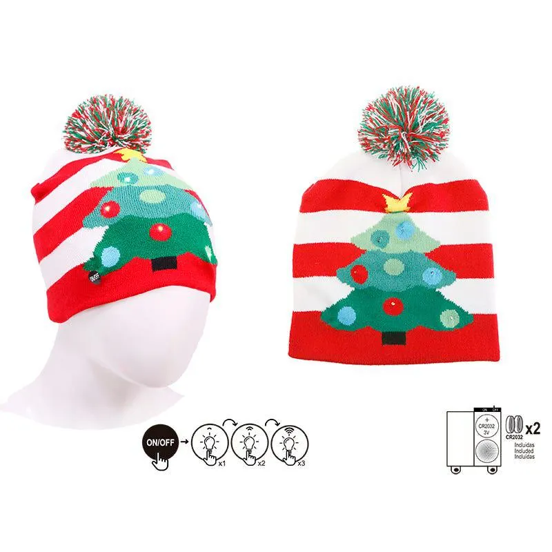 Gorro de navidad árbol con luces