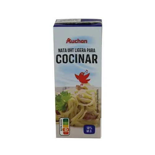 AUCHAN Nata líquida ligera para cocinar 200 ml. Producto Alcampo