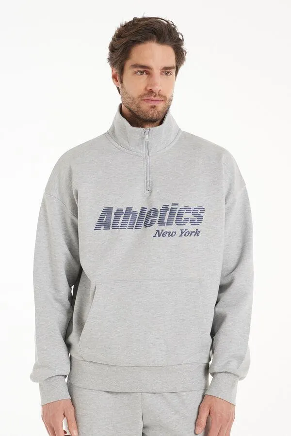 Sudadera Gruesa de Manga Larga con Cremallera y Estampado