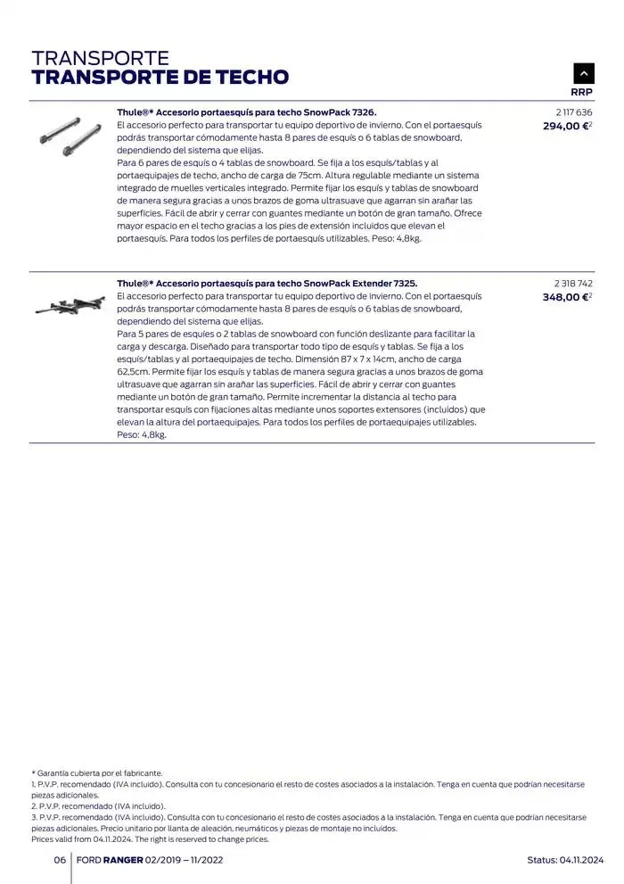 Catálogo de Ford de accesorios Ford Ranger 13 de noviembre al 13 de noviembre 2025 - Página 6