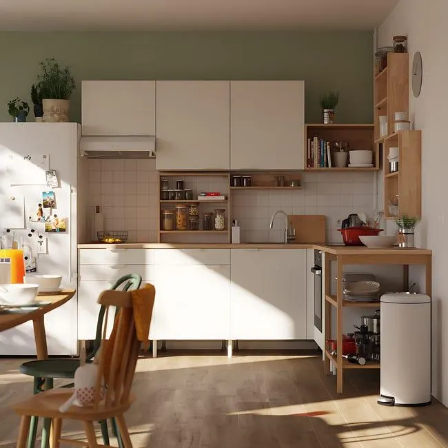 Cocina en kit en L Eleki blanca 14 módulos L.246 x H.217 x P.225 cm