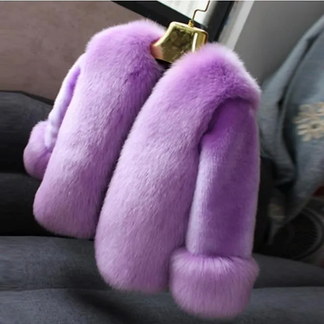 niños niñas plumón de pelo sintético y acolchado de algodón manga larga azul violeta rosa color liso básico escolar / pelo sintético