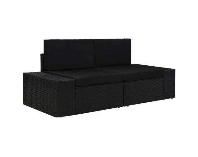 vidaXL sofá seccional de 2 plazas de ratán sintético negro