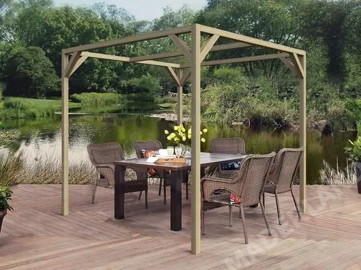 Pérgola autoportante de madera maciza de pino nórdico, con tratamiento autoclave 4