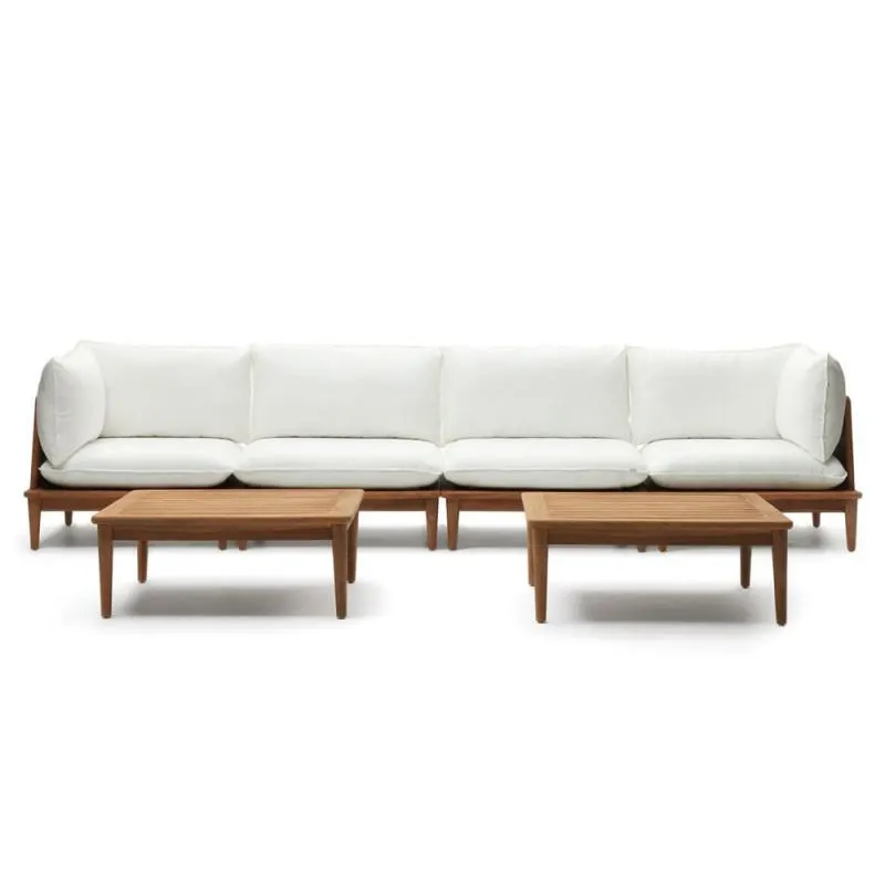 Set modular exterior Portitxol teca, sofá 4 plazas