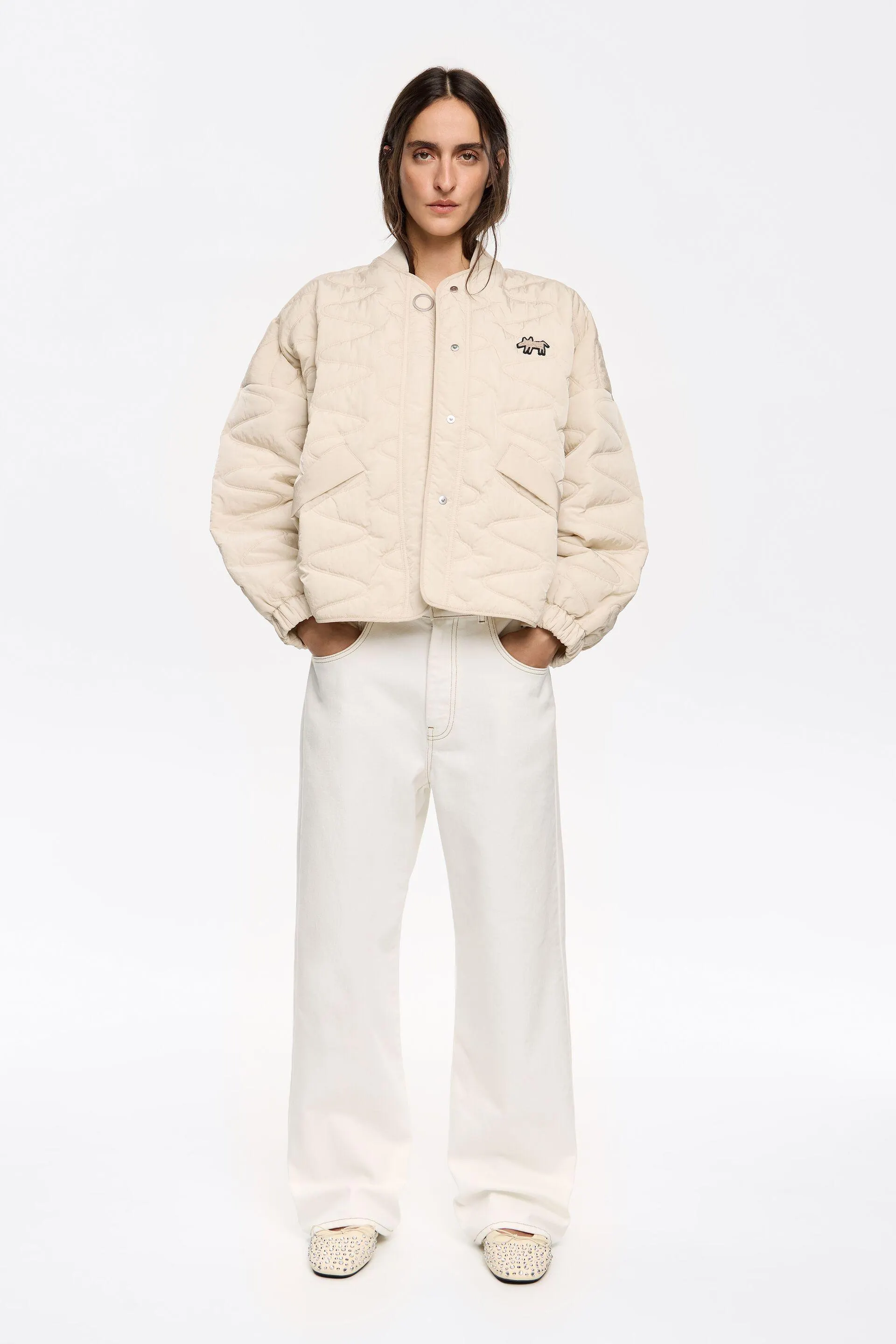 Cazadora acolchada marfil