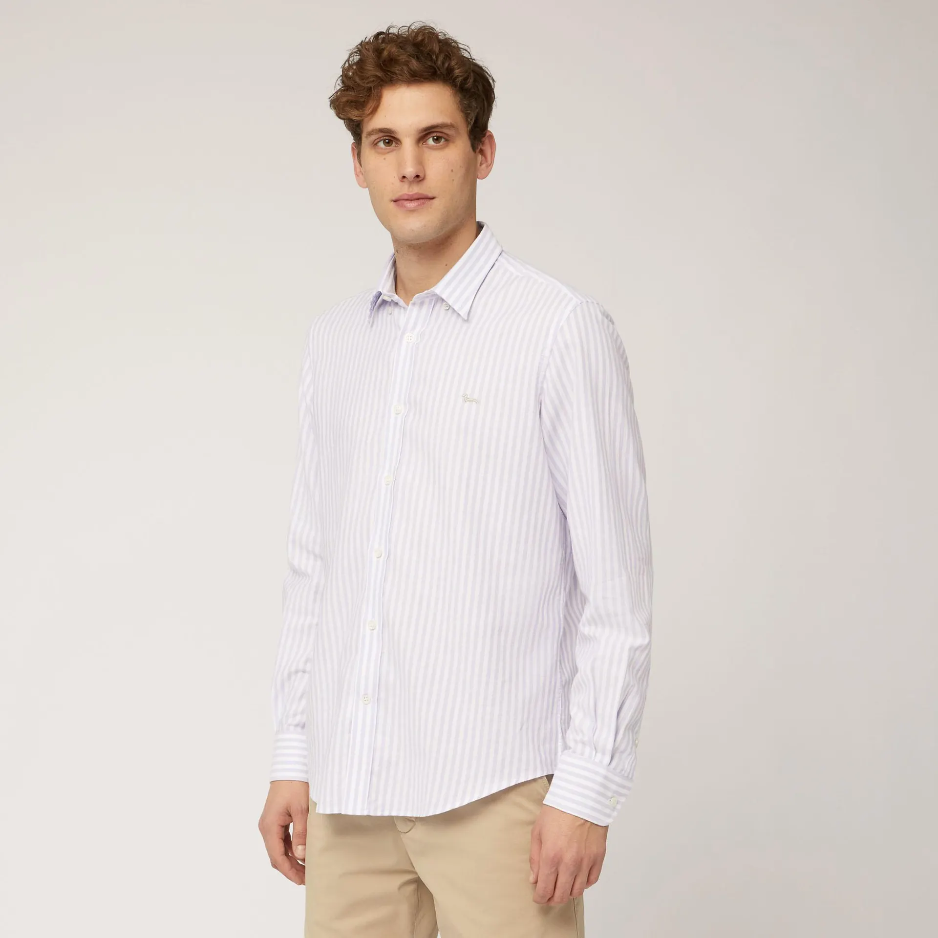 Camisa de algodón estructurado a rayas