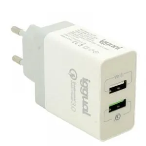 CARGADOR UNIVERSAL IGGUAL 2XUSB-A 3A 30W BLANCO