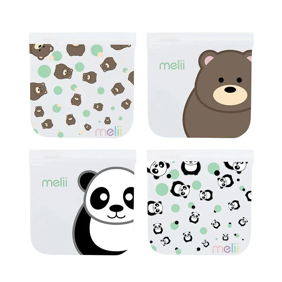 Pack 4 Snack Bags Reutilizables Panda/Oso Melii
