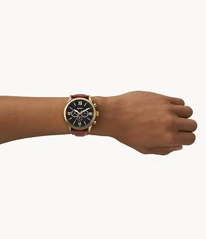 Reloj Flynn de piel marrón con cronógrafo