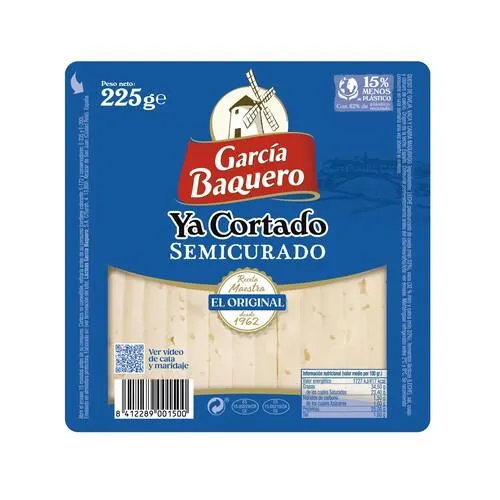 GARCÍA BAQUERO Queso semicurado de vaca, oveja y cabra Ya Cortado GARCÍA BAQUERO, cuña de 250 g.