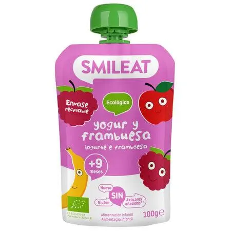 Pouch Smileat yogur y frambuesa 9meses 100g