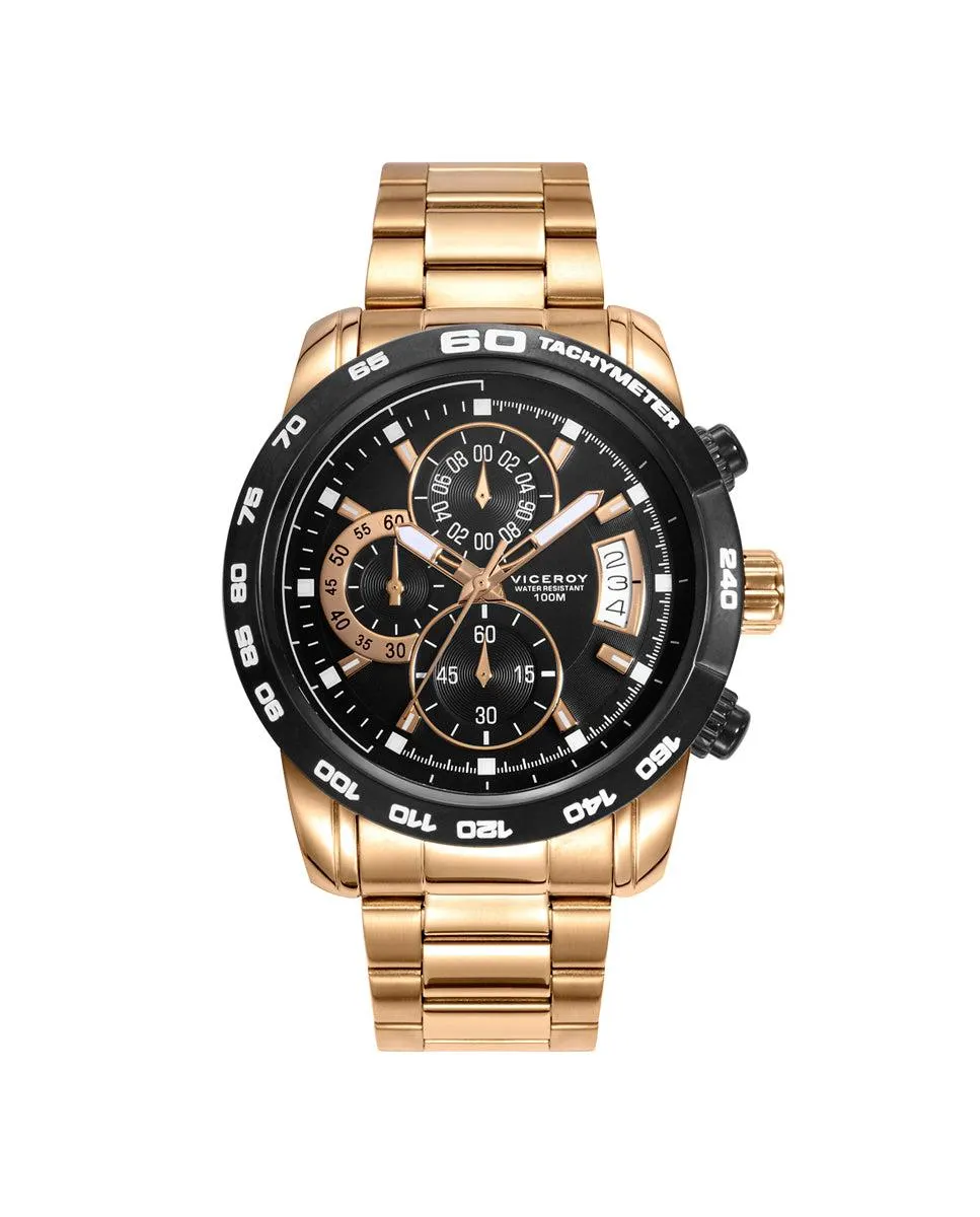 Reloj de hombre Heat cronógrafo de acero en Ip dorado