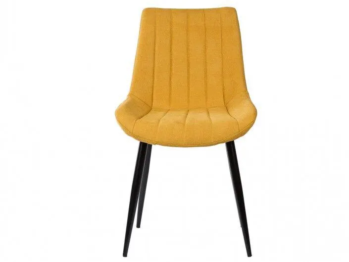 Pack 4 sillas de comedor tapizado mostaza y patas metálicas