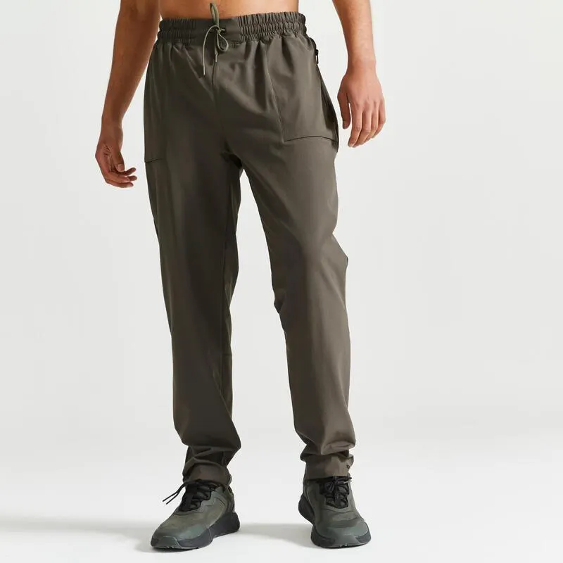 Pantaloni tuta uomo palestra 500 traspiranti verde militare