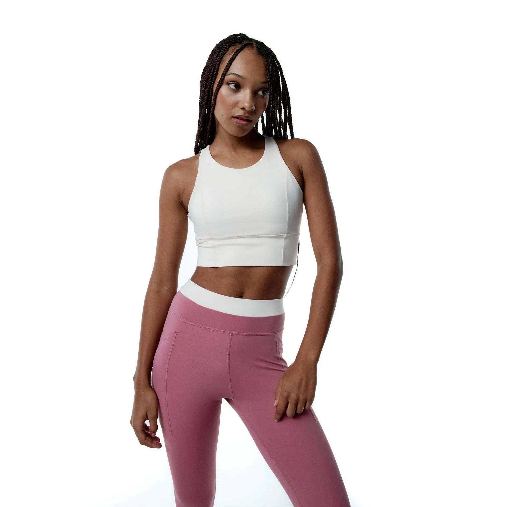 Sujetador Top deportivo Diardi Sujecion alta de mujer Black Limba Cream