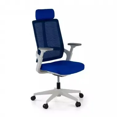 Silla de Oficina Ergonómica Team white, Máxima Tecnología y Calidad - Blanco/Azul