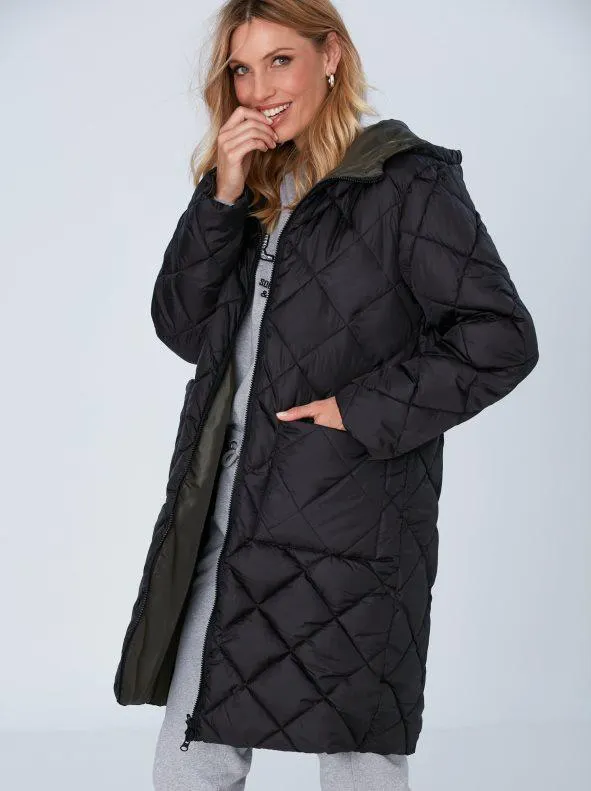 Abrigo acolchado reversible con capucha ajustable