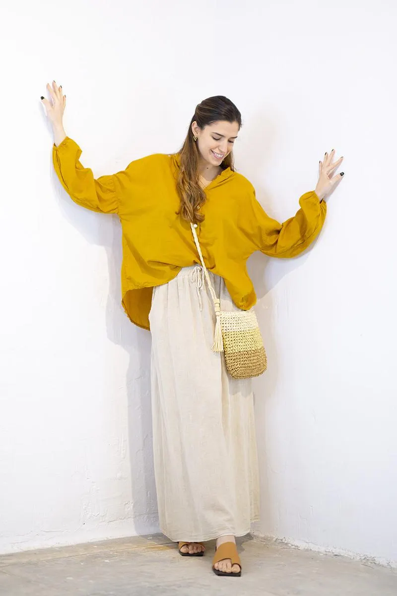 Falda larga algodón beige