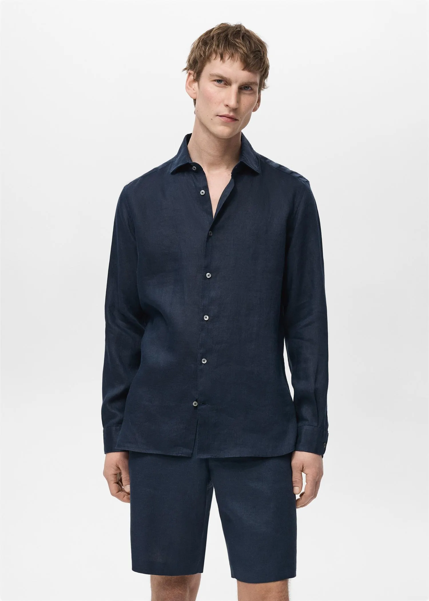 Camisa slim fit 100% lino