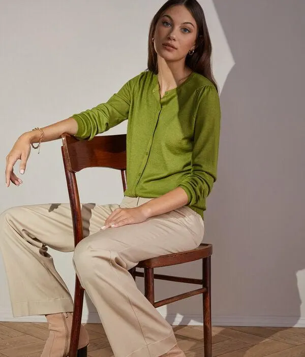 Cárdigan de cashmere ultrafine con frunce