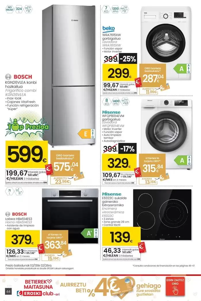 Catálogo de 2000 produktu baino gehiago, BETI PREZIO ONEAN HIPERMERKATUAK EROSKI 13 de febrero al 25 de febrero 2025 - Página 44