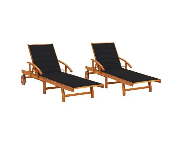 vidaXL tumbonas con cojines 2 unidades madera maciza de acacia