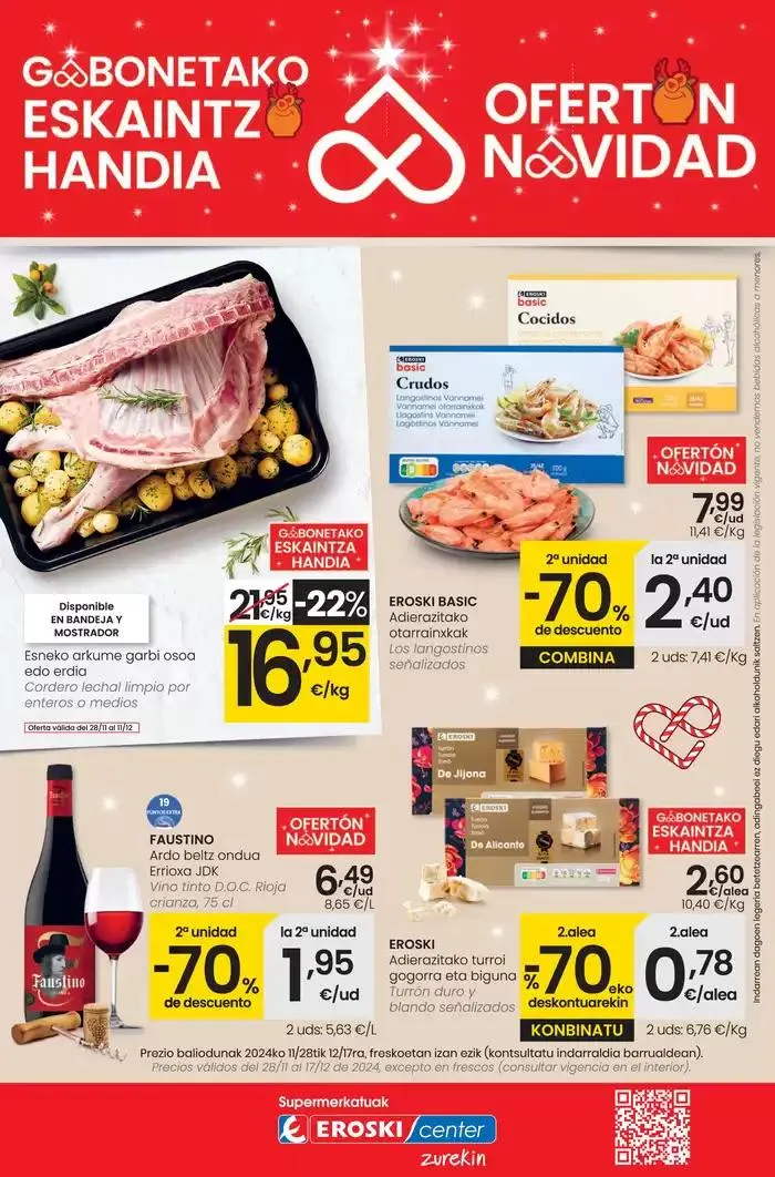 Catálogo de Gabonetako eskaintza handi SUPERMERKATUAK EROSKI CENTER 28 de noviembre al 17 de diciembre 2024 - Página 1