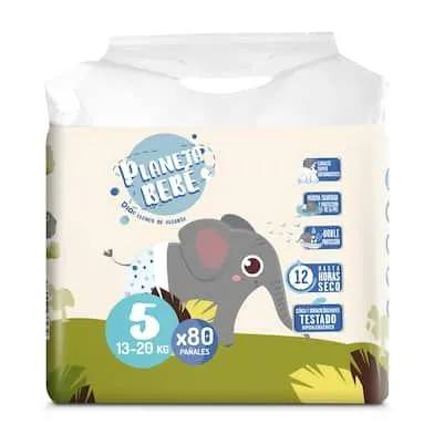 Pañales 13-20 kgs talla 5 Planeta Bebé de Dia bolsa 80 unidades