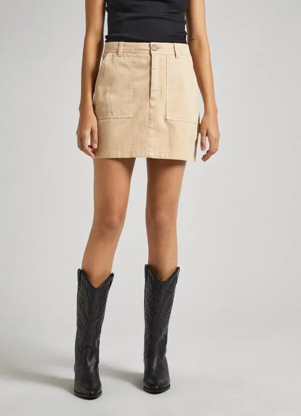 FALDA CORTA EN TEJIDO DE ESPIGA