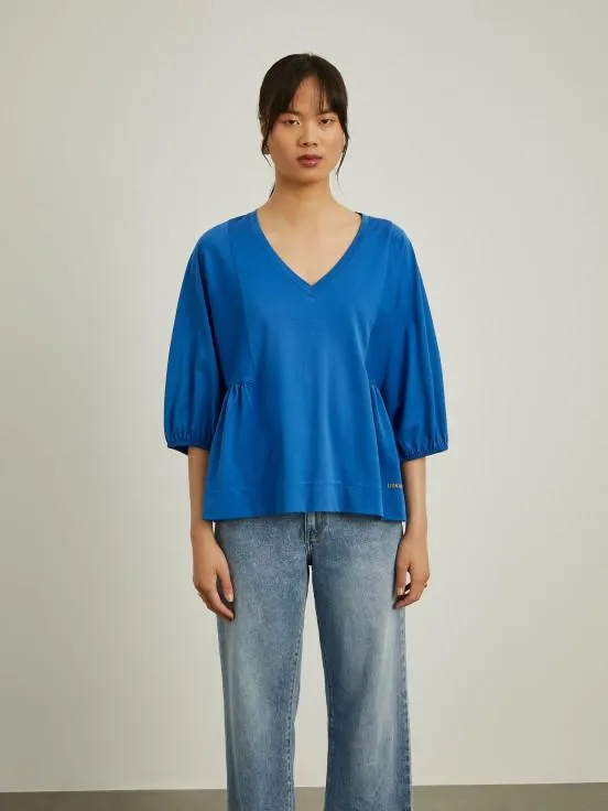 Jersey con cuello de pico y mangas abullonadas