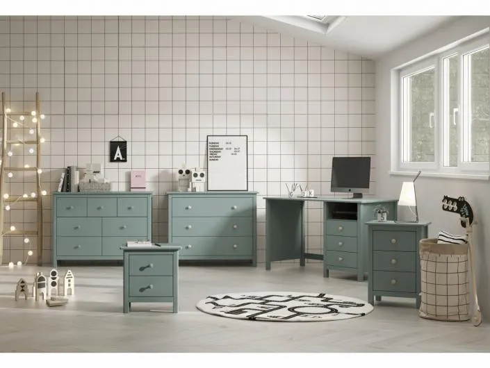 Escritorio verde petroleo con 3 cajones y 1 hueco