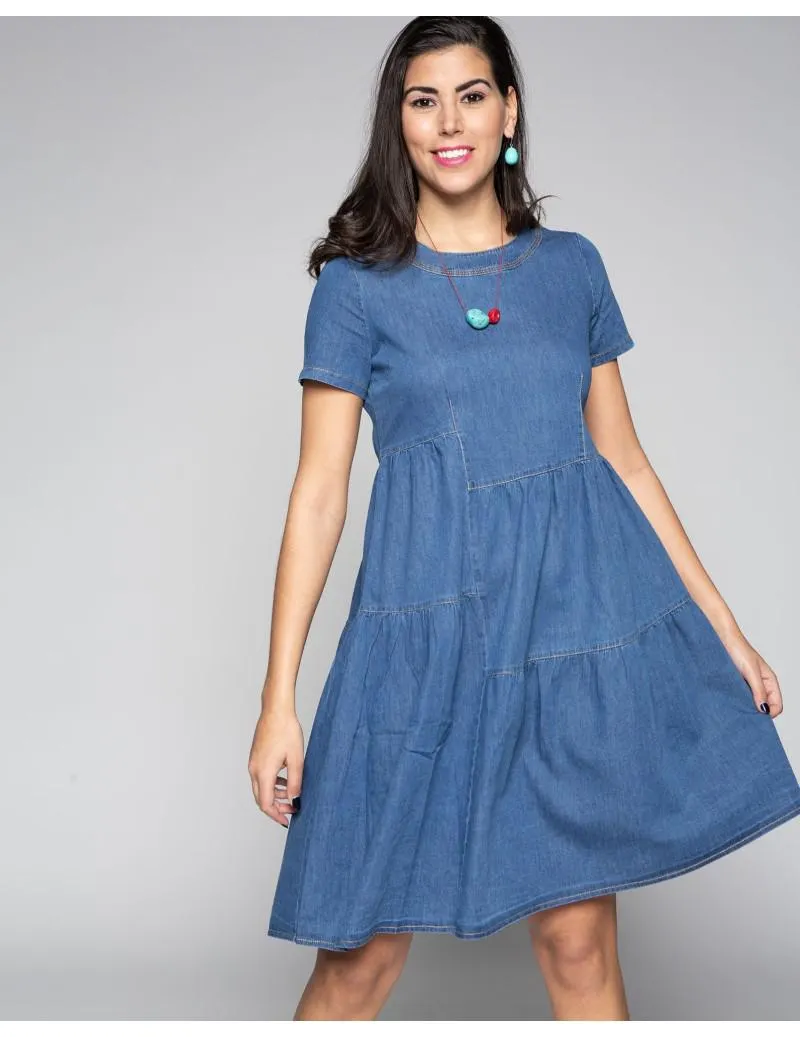 Vestido Denim Volantes