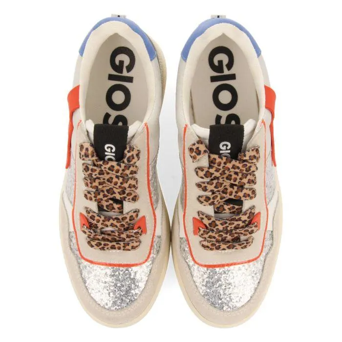 Elverum women's white sneakers with mixed prints and textures