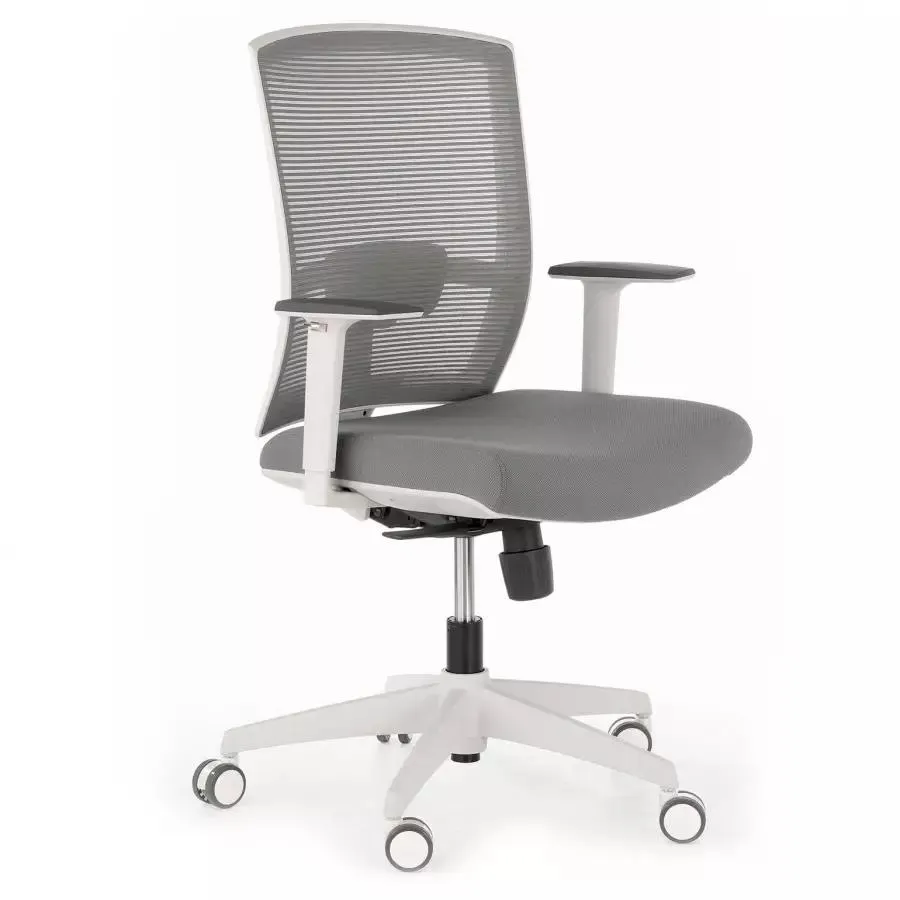 Silla de oficina ergonómica Akira white, mecanismo sincro - Blanco/Gris