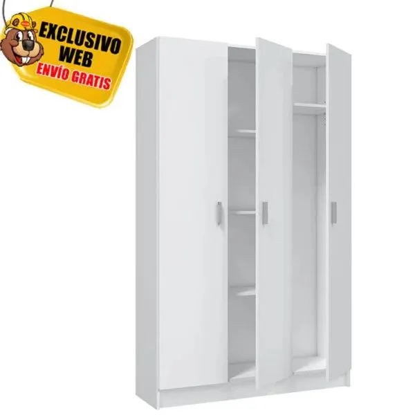 Armario Multiusos Escobero 3 Puertas Blanco