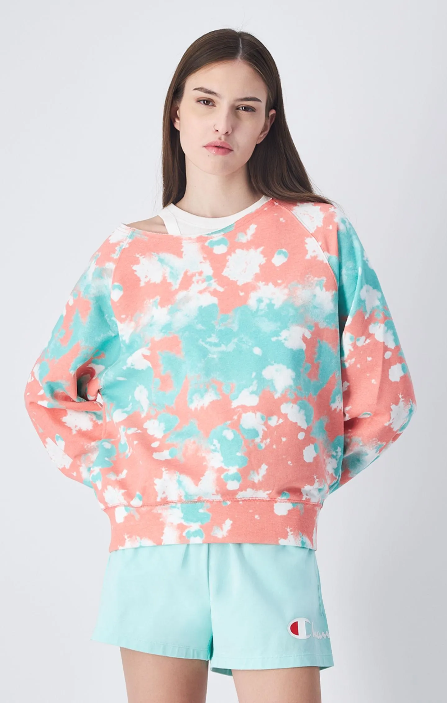 Sudadera de felpa ligera con cuello crudo