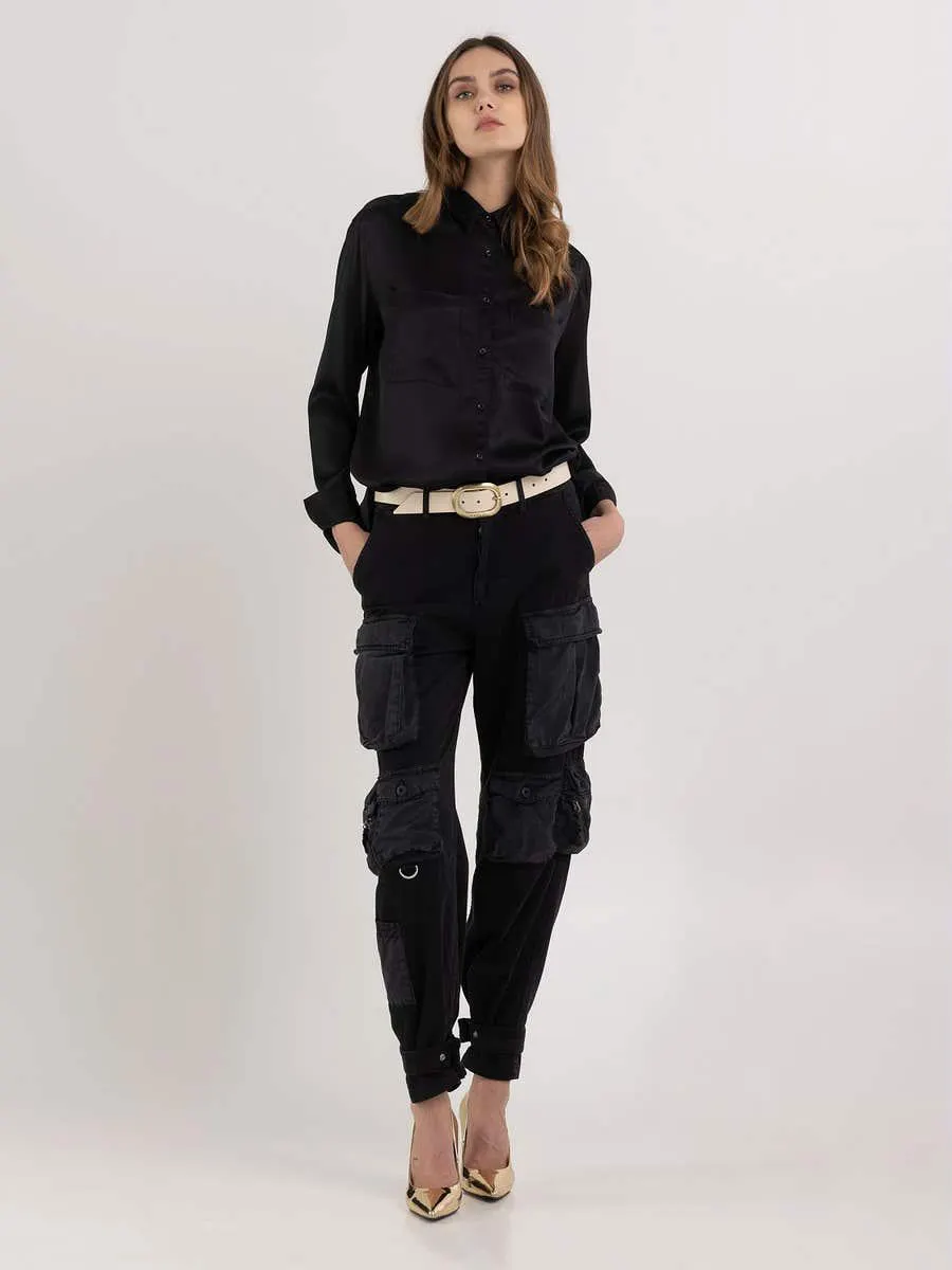 Camisa de corte cómodo de viscosa satén