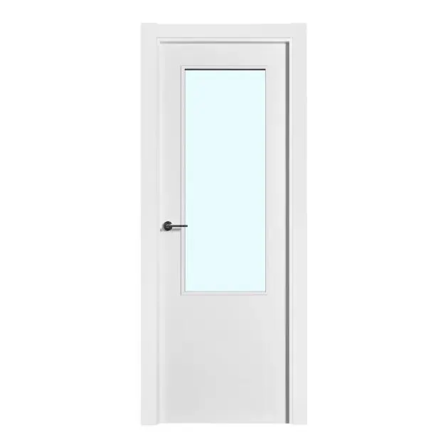 Puerta de Interior maciza lacada Ulla blanca acristalada 72,5 cm izquierda