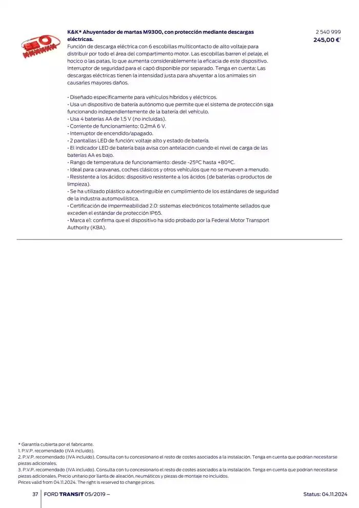 Catálogo de Ford de accesorios Transit Van 13 de noviembre al 13 de noviembre 2025 - Página 37