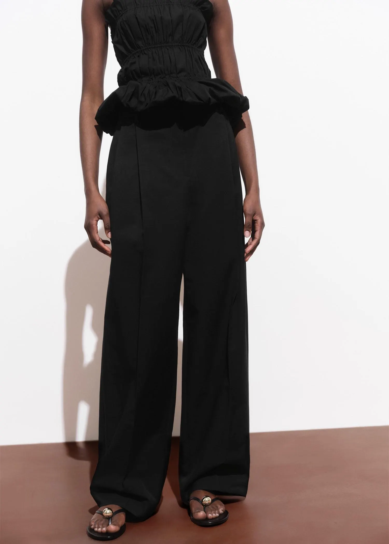 Pantalón recto pinzas algodón