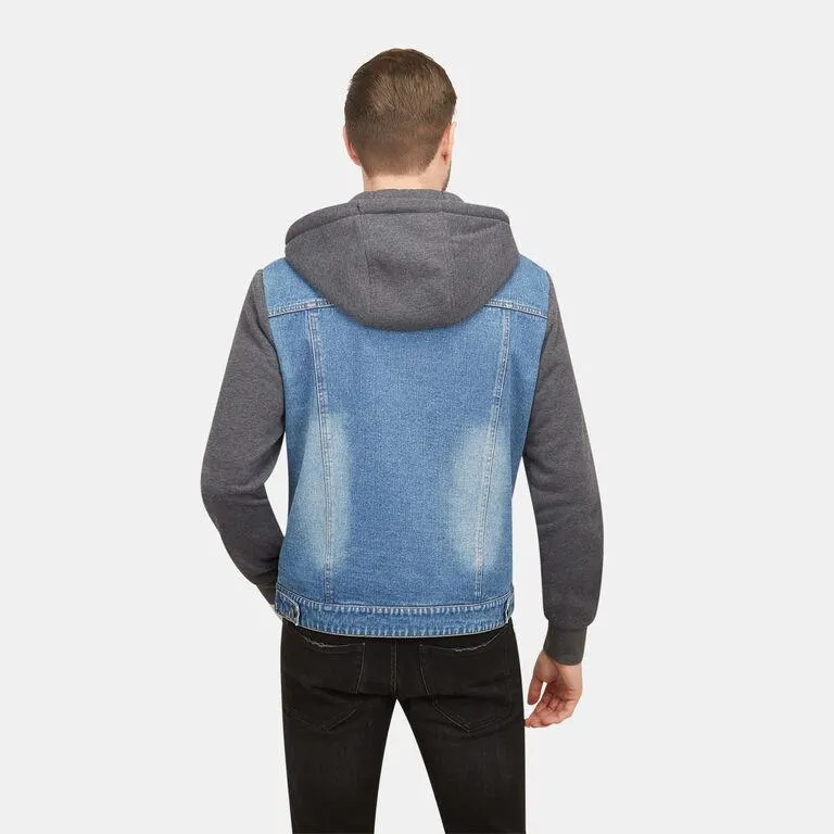 Chaqueta de hombre vaquera con mangas de felpa