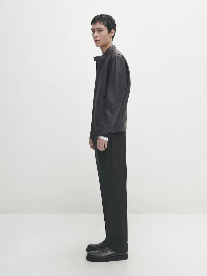 Cazadora piel napa azul