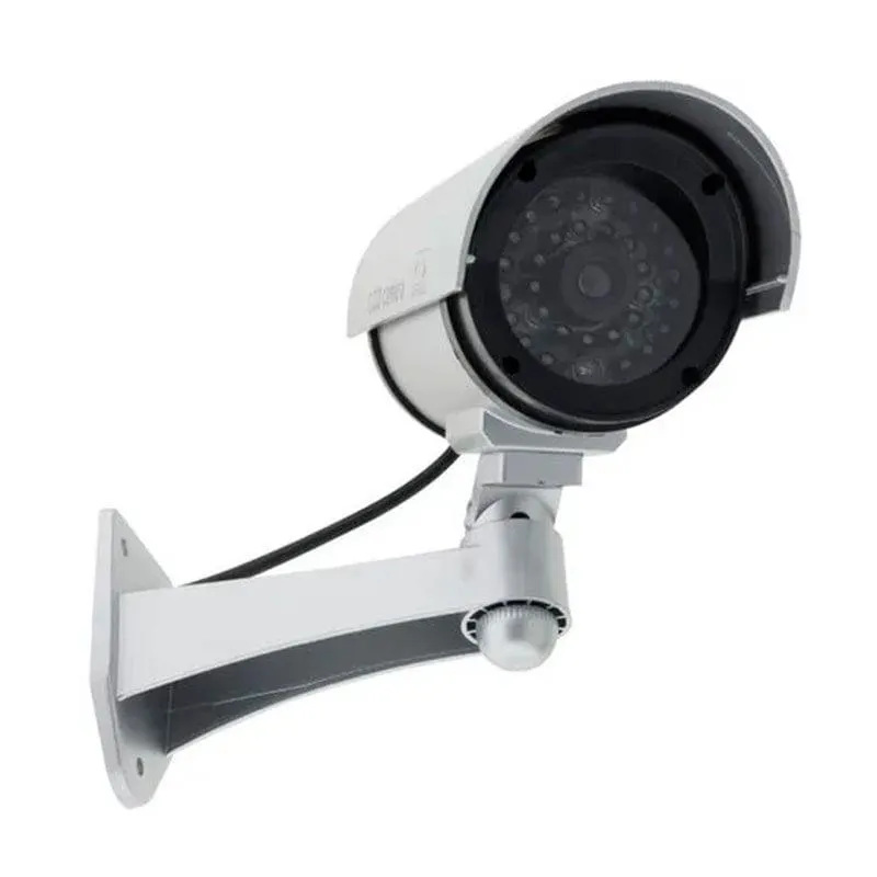 Cámara de seguridad ficticia luz indicadora integrada plata