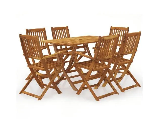 vidaXL comedor de jardín plegable 7 piezas de madera maciza de acacia