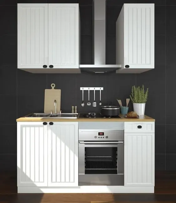 Cocina en kit Delinia ID Toscane blanco mate 180cm cm con muebles altos y bajos